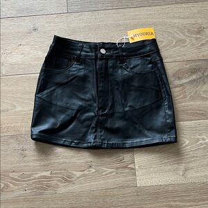 Black Faux Leather Mini Skirt